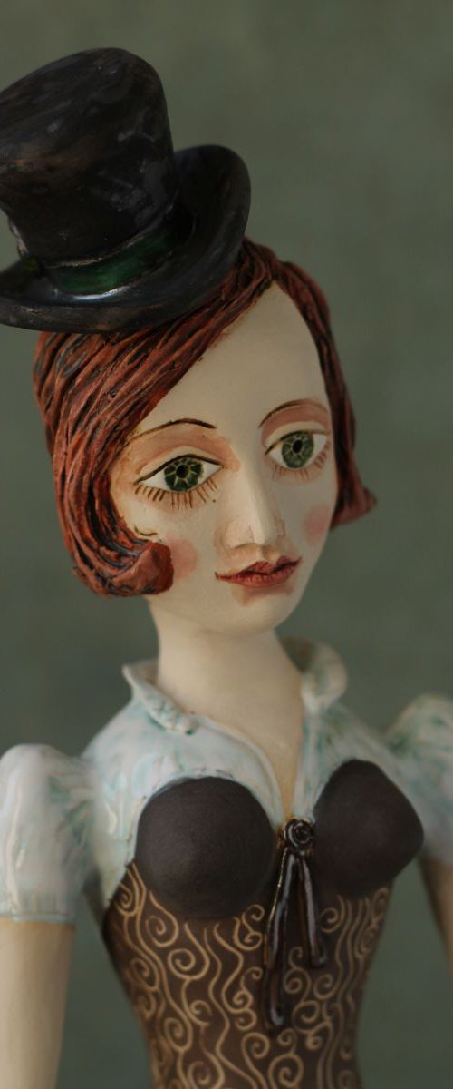 From the Cabaret girls, Varieté Girl with a cylinder hat. Wall sculpture by Elya Yalonetski by Elya Yalonetski
