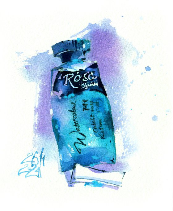 Turquoise. Tube of watercolour