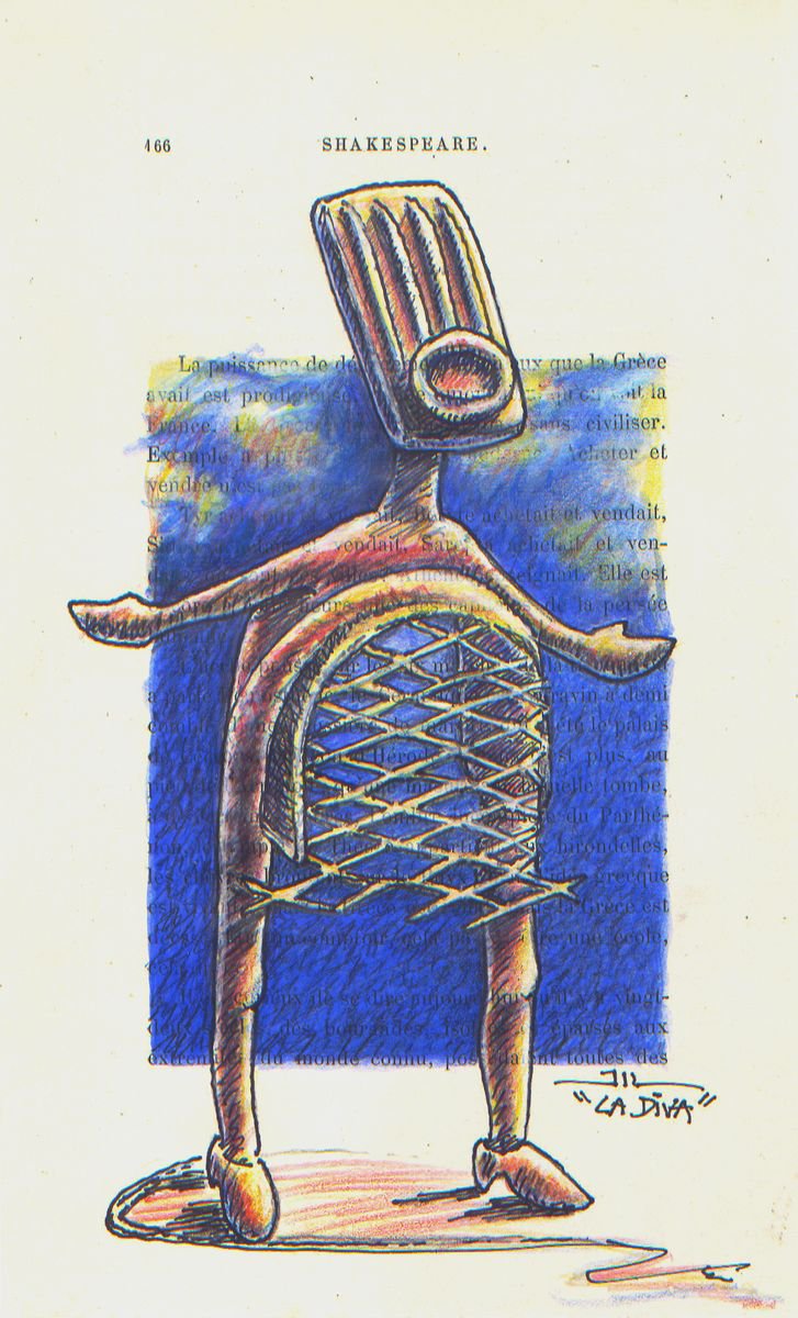La Diva, sketch of sculpture by Jean-Luc Lacroix