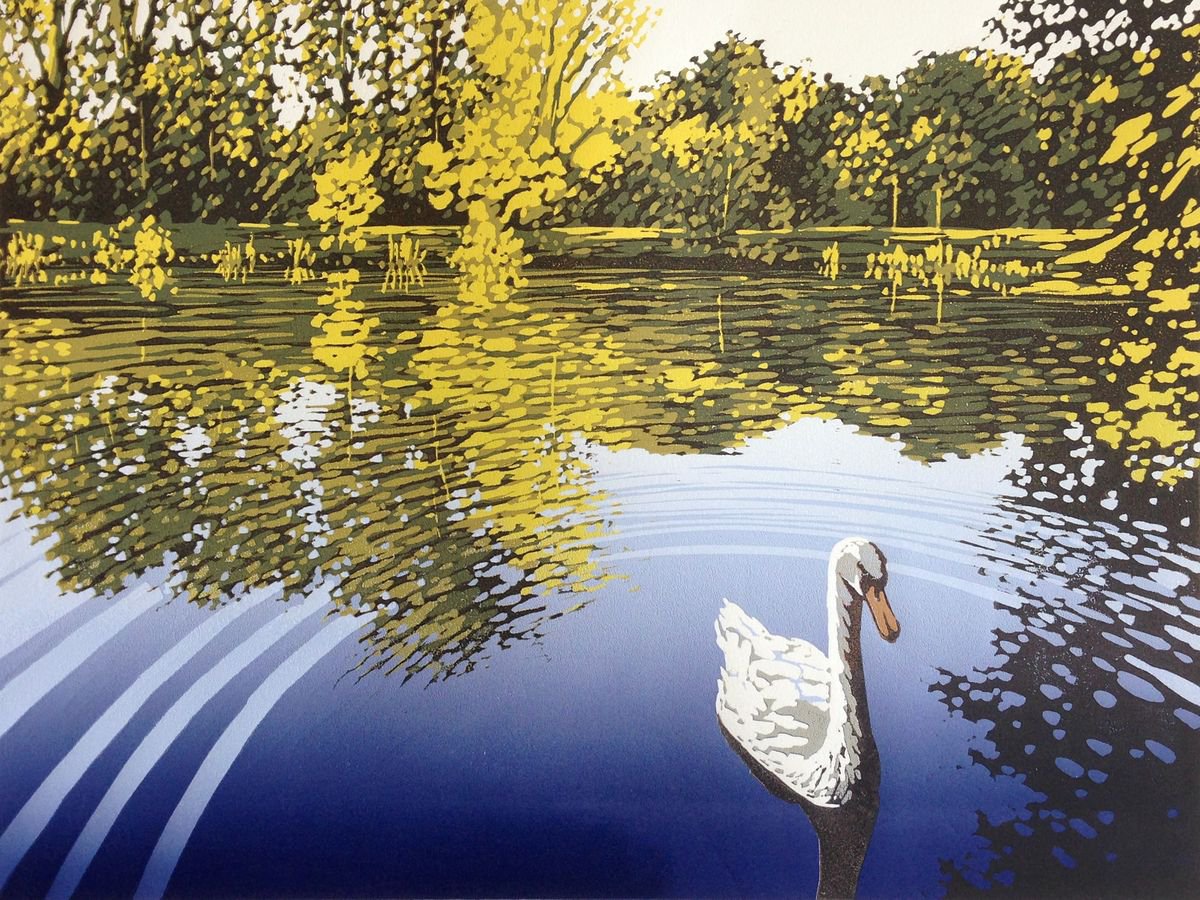 Lake View with Swan by Alexandra Buckle