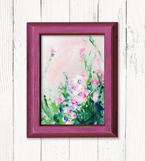 Shabby Chic Charm 29 - Framed Floral art in Painted Distressed Frame by Kathy Morton Stanion by Kathy Morton Stanion