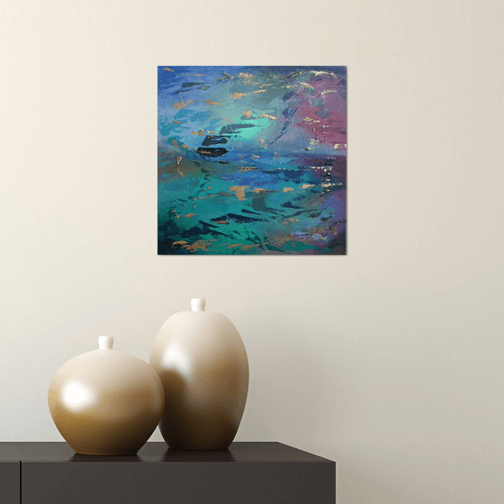 Sirens - gold, green and blue textured abstract