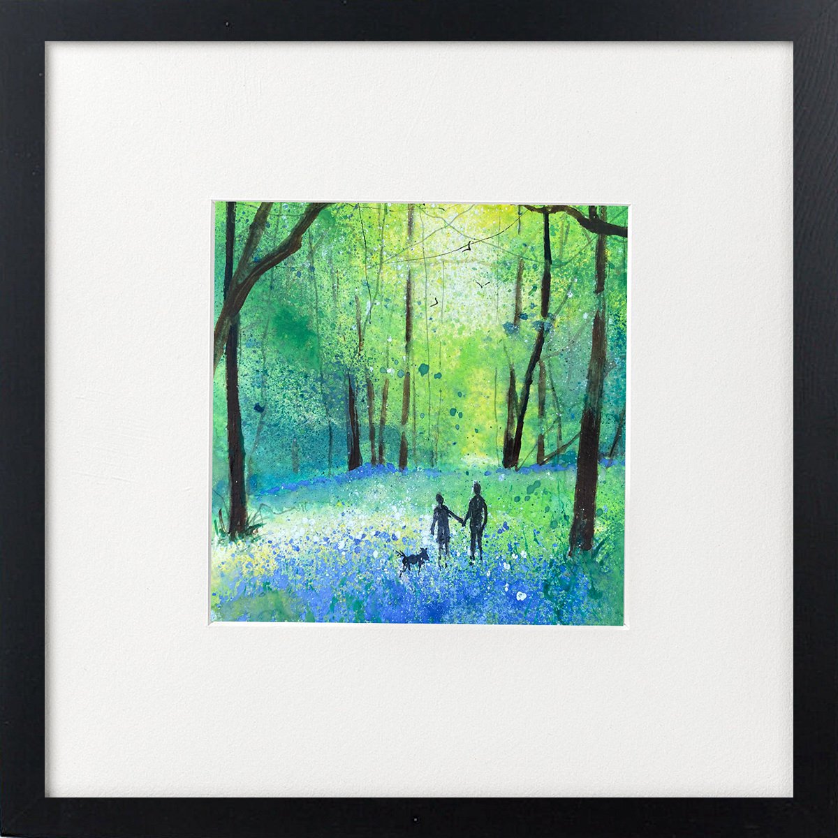 Dog walk in Bluebells Framed by Teresa Tanner