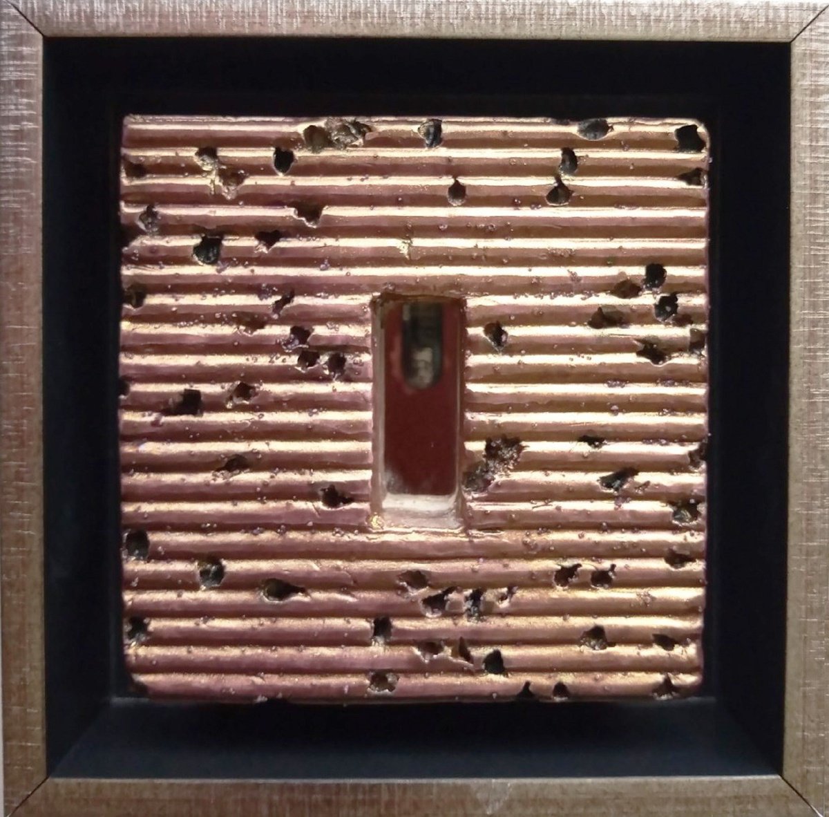 Geometric Abstract Relief By Rossitza Trendafilova, 5 X 5", "Small Mirror Vi", Original Artwork