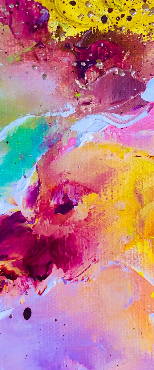 ABSTRACT PORTRAIT OF SPACE DIVA - Vertical abstraction. Purple tones. Liquid gold. Space. Splash. Fantasy. Bright. by Marina Skromova