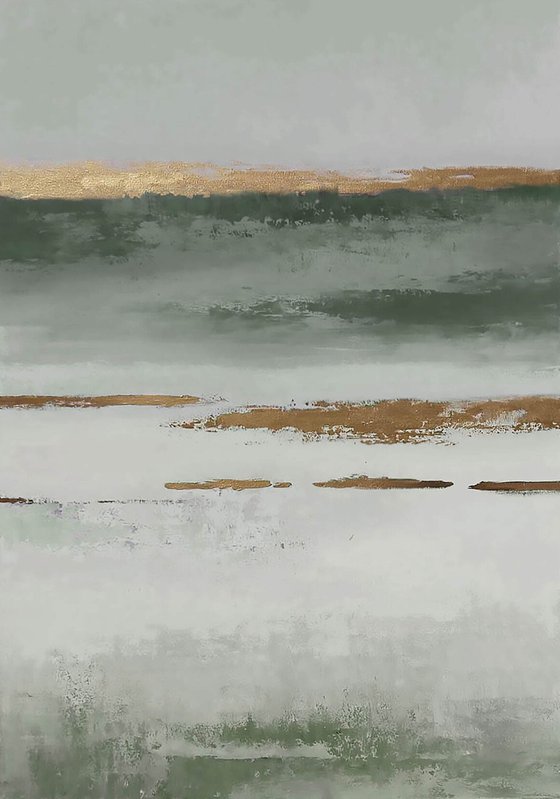 "Olive Placidity 2" Sage green abstract art