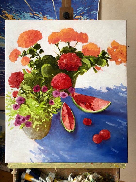 Flowers with watermelon