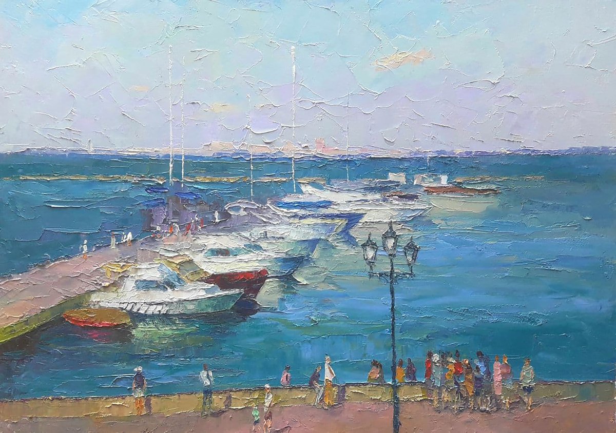 Oil painting Odessa Yachts nSerb711 by Boris Serdyuk