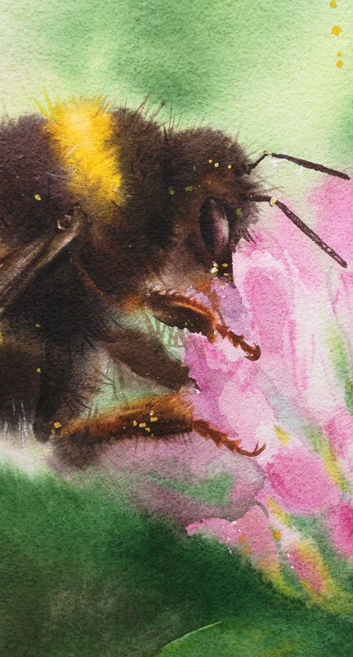 Set of 2 - Bumblebee+Rapeseed by Olga Beliaeva Watercolour