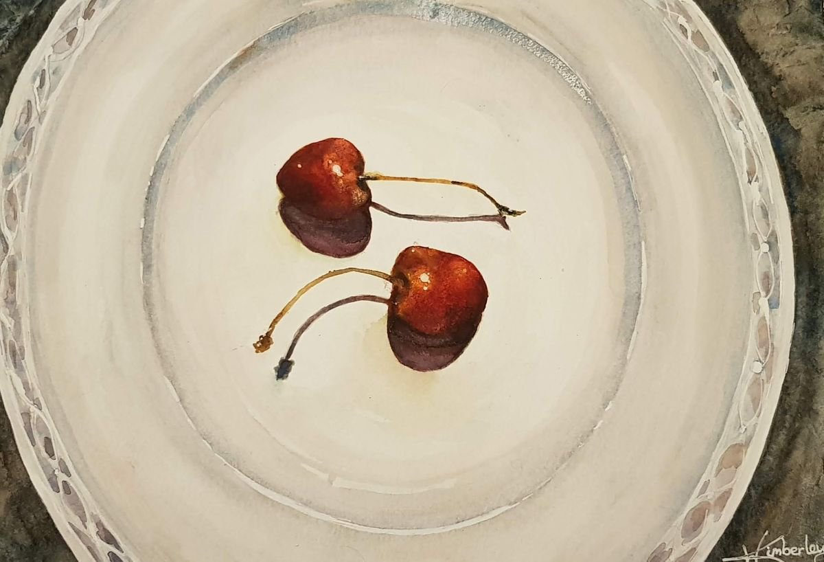 Two cherries by Wendy Kimberley