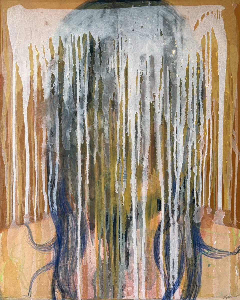 Abstract Portrait Painting By Gela Mikava, 31 X 39, Veil Of Flesh Series, Original Artwork