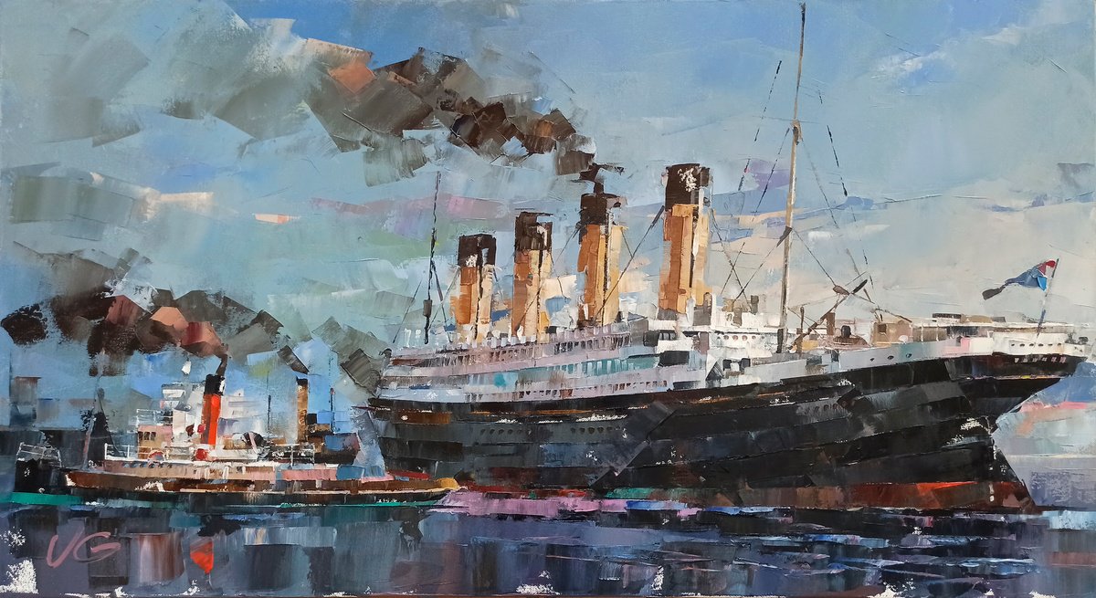 Original oil painting RMS OLYMPIC Series Ocean Liners & Fine Art part #3 the first of thre... by Volodymyr Glukhomanyuk
