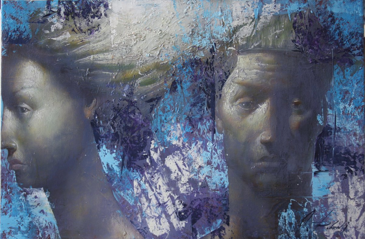 Impressionistic Portrait Oil Painting By Alexandr Dobrodiy, 24 X 16, Sailor Love (2021), Original Artwork