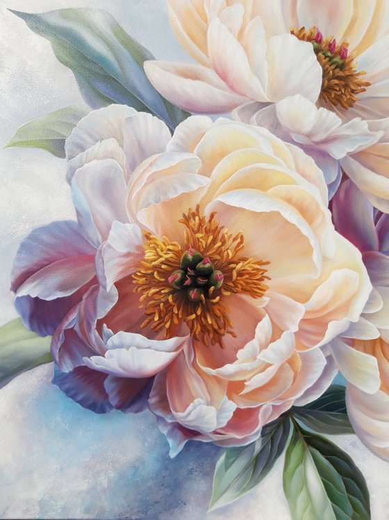 "Beauty of peonies", floral painting