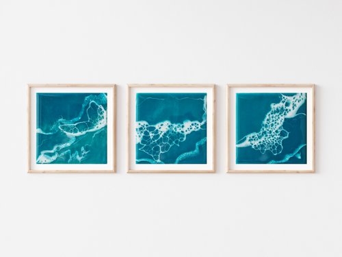 Seascape trio - set of 3 original artwork, triptych by Delnara El