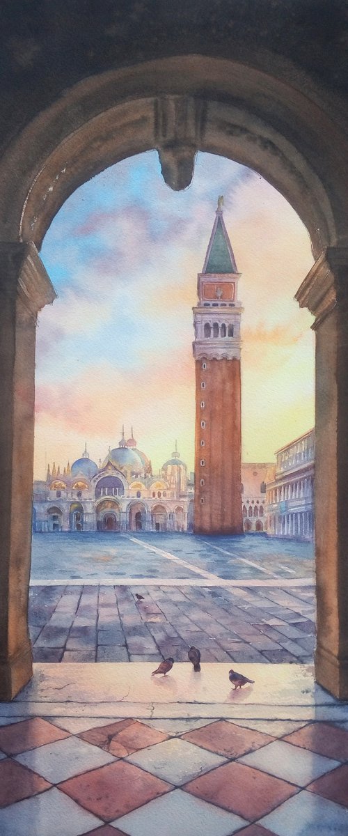 Piazza San Marco Venice by Olga Beliaeva Watercolour