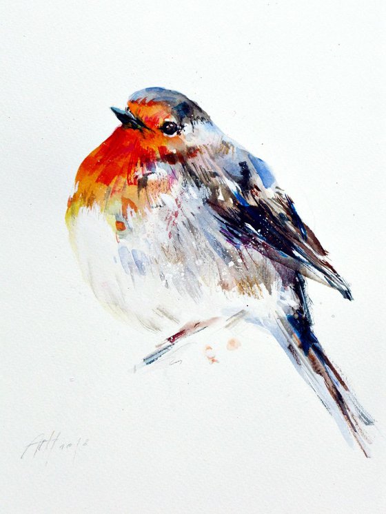 robin watercolour 5 minutes