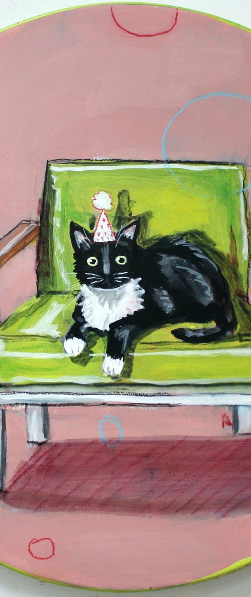 Cat painting called Kevin's Birthday by Victoria Coleman