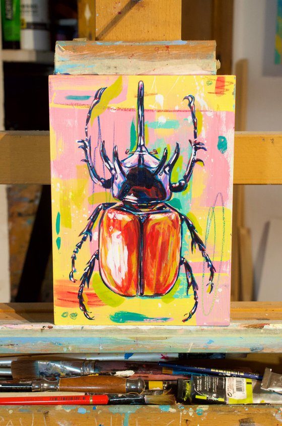 Five horned rhino beetle