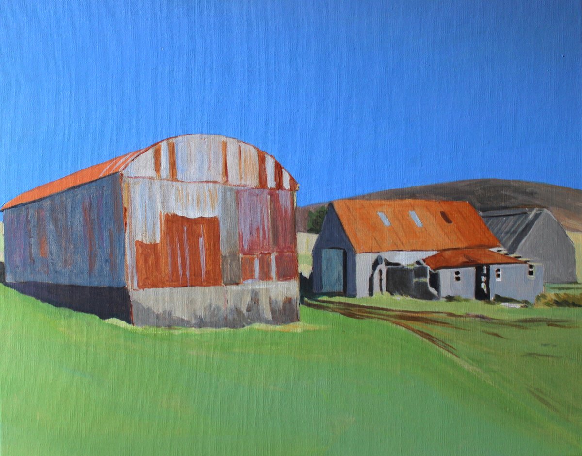Impressionistic Landscape Acrylic Painting By Emma Cownie, 24 X 18, Farm In The Sperrins, Tyrone, Original Artwork