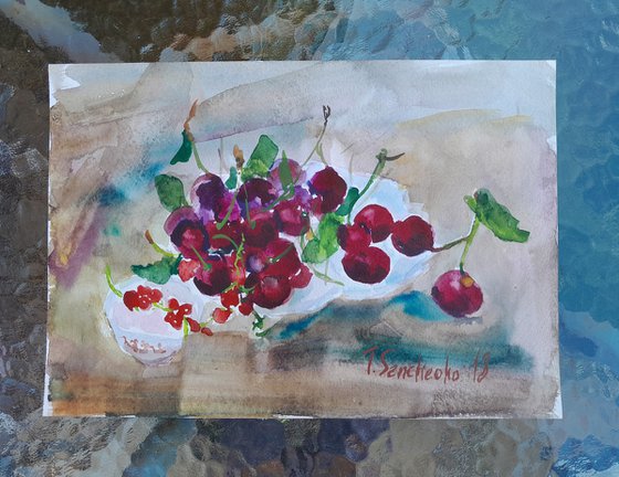 Cherries on the table