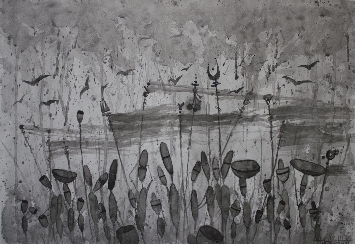 Expressive Portrait Watercolour By Eugene Gorbachenko, 24 X 17, War, Original Artwork