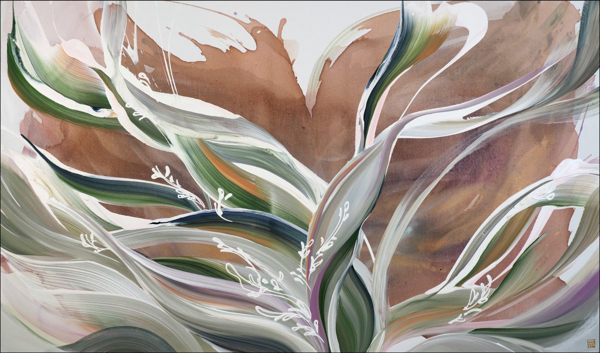 Abstract Acrylic Painting By Novi Lim, 60 X 36", Sundream, Original Artwork