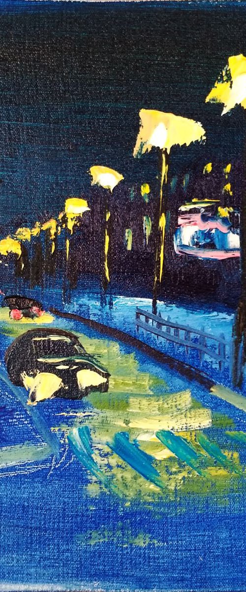 Summer Night in The City. Pleinair painting by Dmitry Fedorov