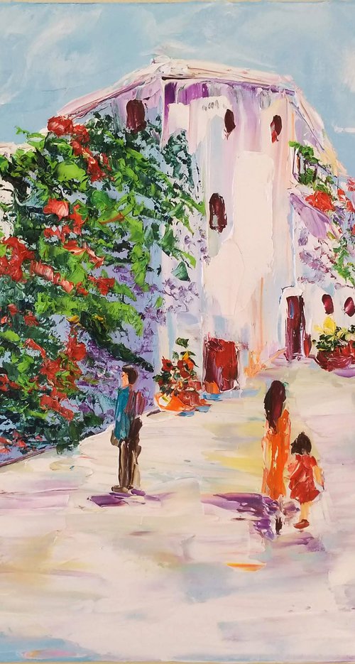 Flowering greek street by Oksana Fedorova