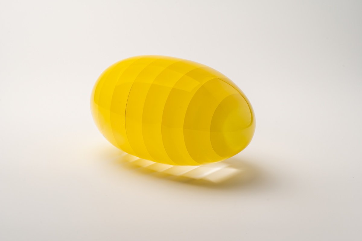 Abstract Sculpture By George Tilelis, 6 X 8, Shingle Yellow, Original Artwork