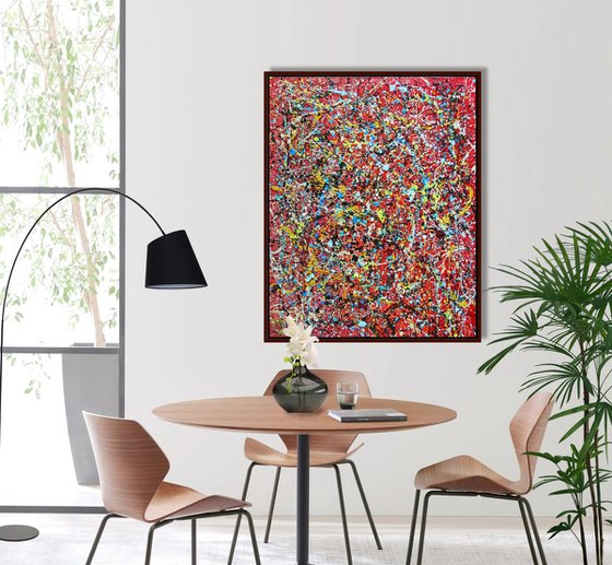 NEW SPRING,  POLLOCK MODE,  XL,  framed