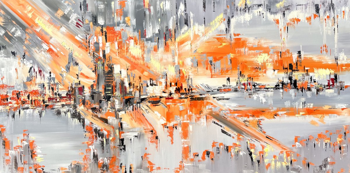 Firecity abstract, 140 x 70 cm by Tanya Stefanovich