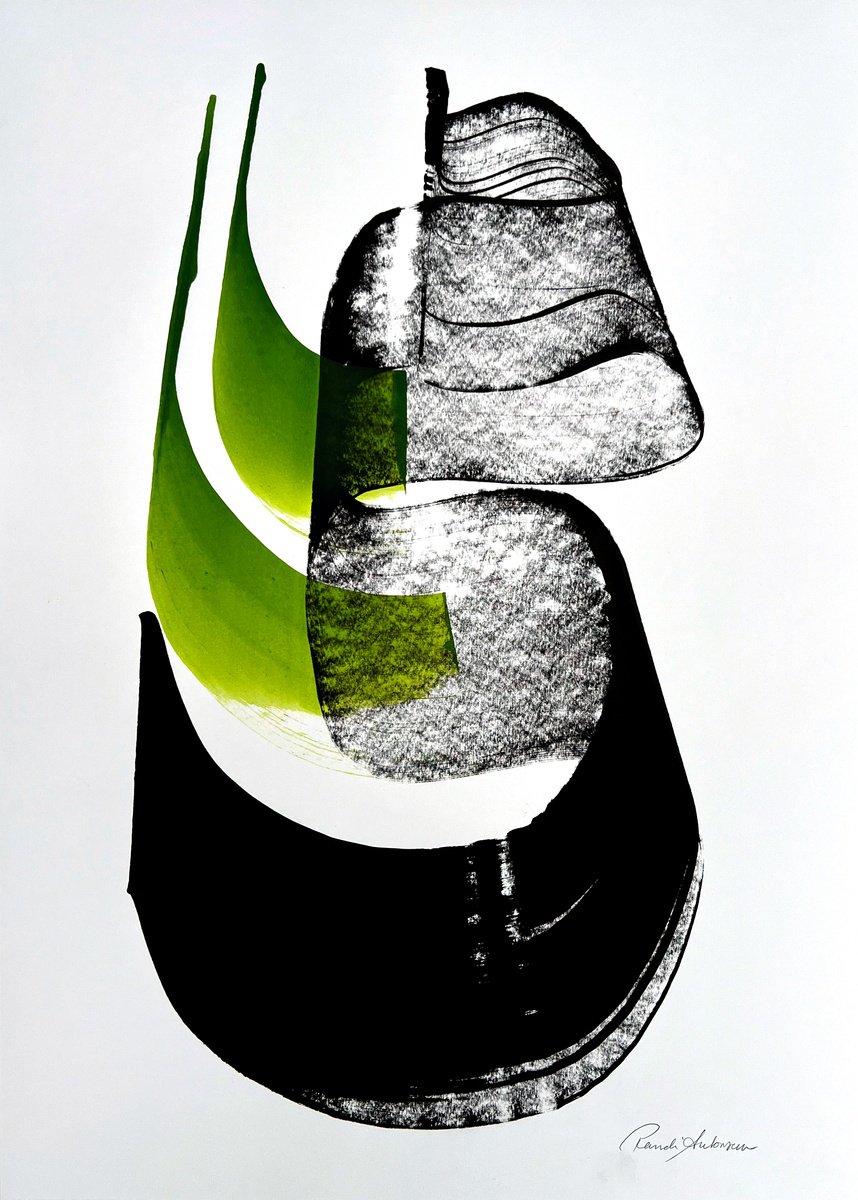 Expressive Abstract Ink Drawing By Randi Antonsen, 17 X 24", Gesture, Original Artwork