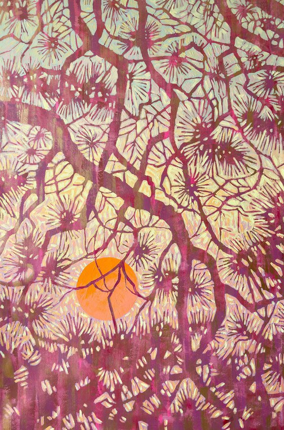 Coniferous Branches at Sunset