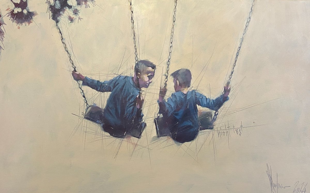 Impressionistic Portrait Oil Painting By Igor Shulman, 35 X 22, Height Test., Original Artwork