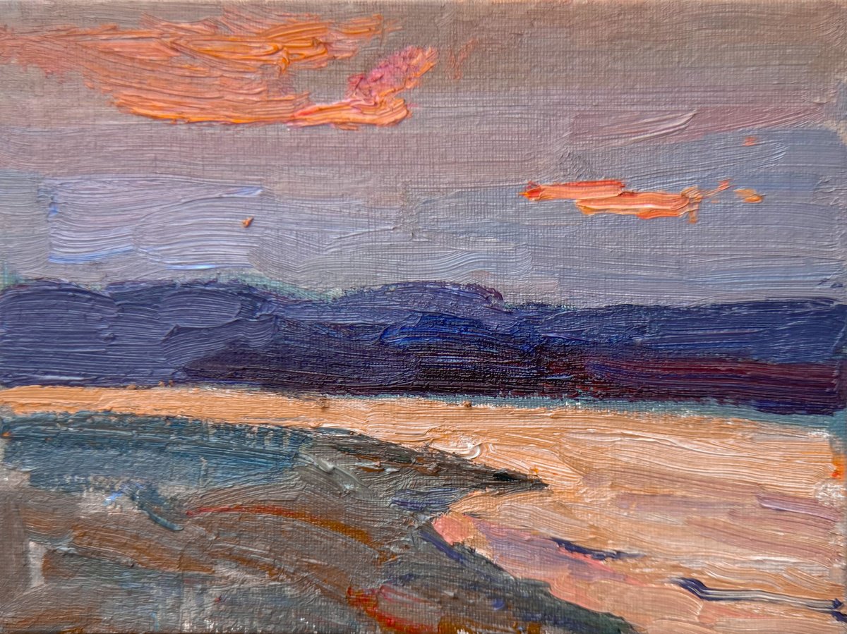 Impressionistic Landscape Oil Painting By Nataliia Nosyk, 8 X 6", Sunset Etude #5, Original Artwork