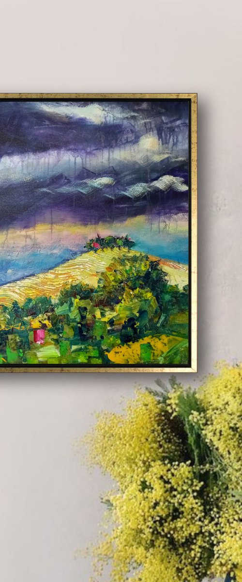 'THUNDER SKY OVER TUSCANY' - Acrylics Painting on Canvas Ready to Hang by Ion Sheremet
