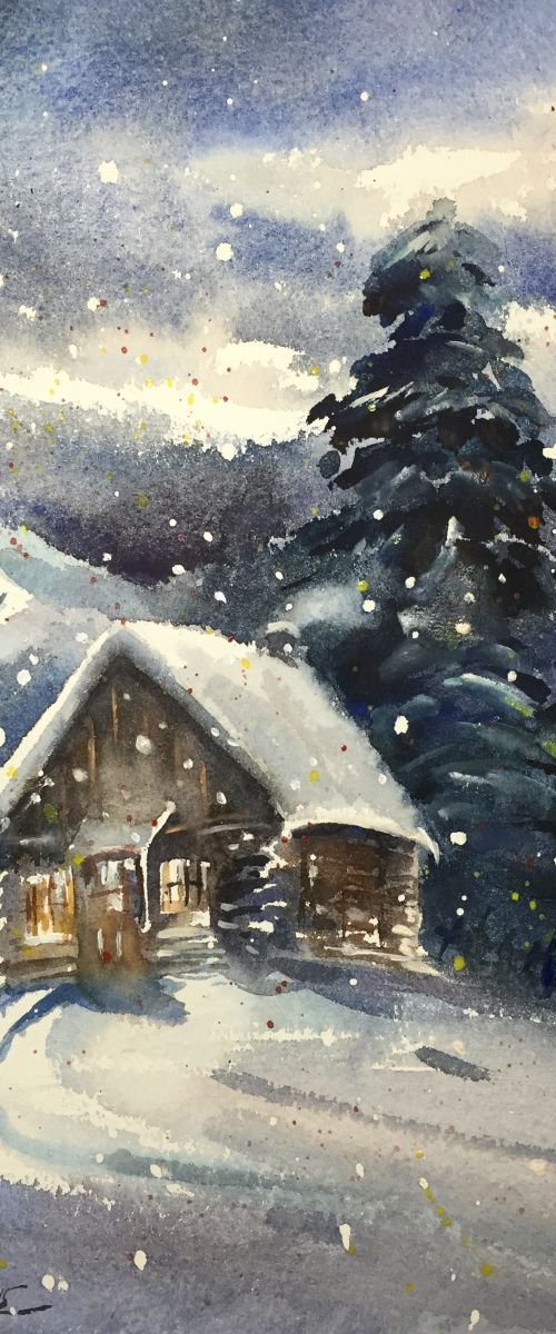 Snowy Cabin 2 by Jing Chen