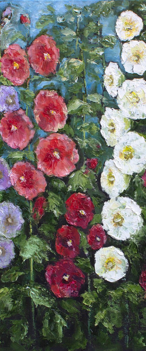 HOLLYHOCKS Floral Studies by Mila Moroko