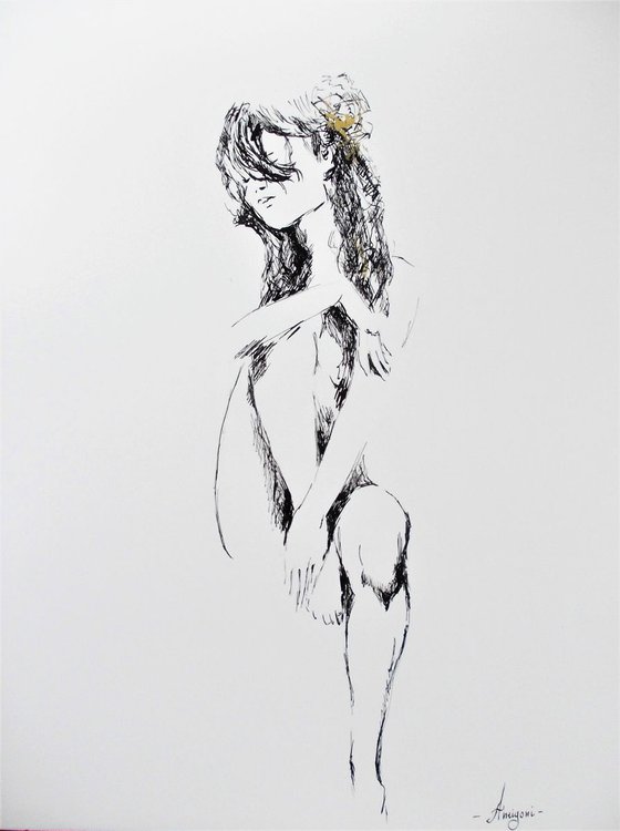 Woman Series- Original figurative ink drawing