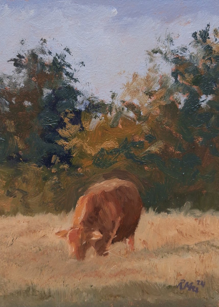 Cow Grazing In Meadow by Robert Mee