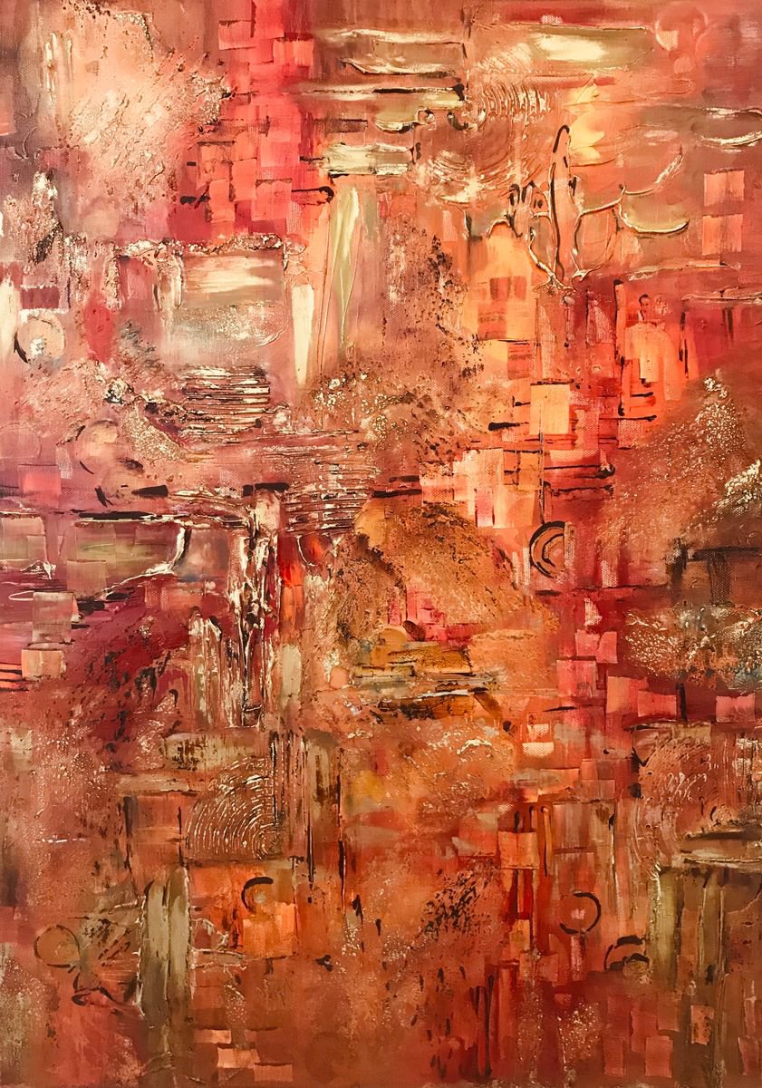 Abstract Oil Painting By Diana Malivani, 20 X 28, Venice, Original Artwork