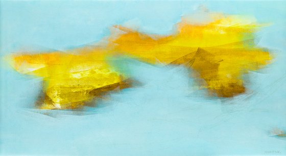 Serenity Ice and fire Abstract Bleu yellow Wall art