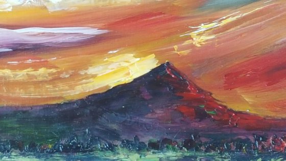 Red skies over the Lone Mountain - sunset sky