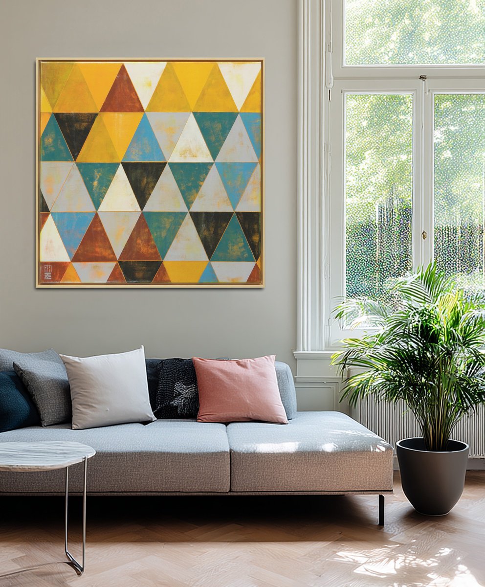 Triangle Traffic Natural By Ronald Hunter, 33 X 33, Artwork For Sale On Artfinder