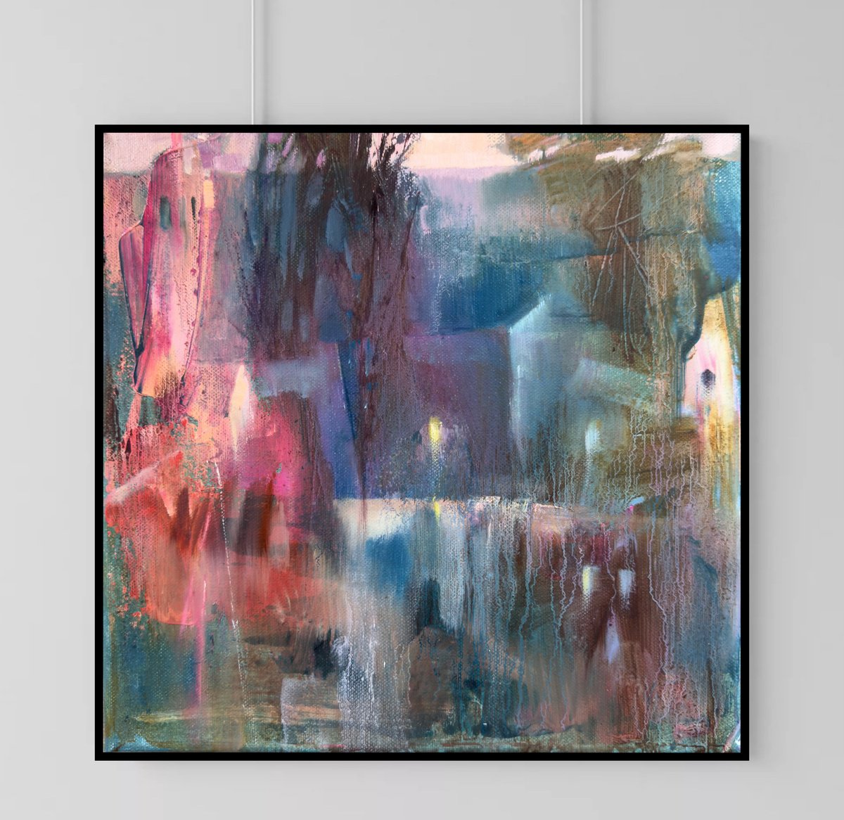 Abstract Painting By Olha Laptieva, 12 X 12", The Silent City, Original Artwork