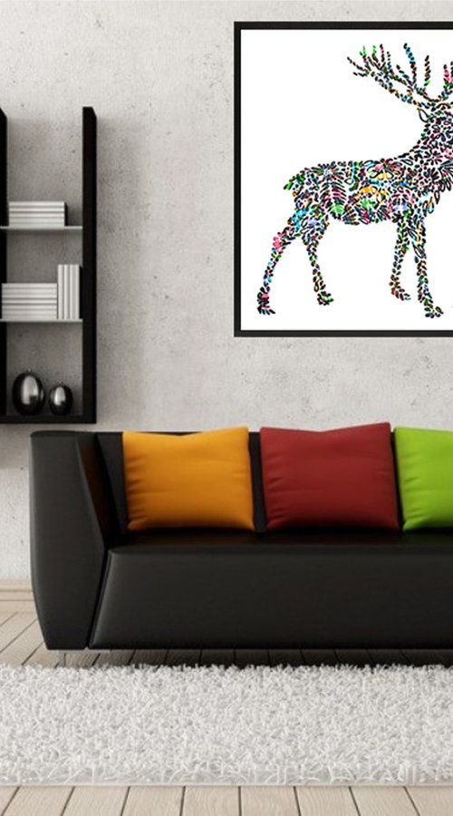 Zebras, Framed Artwork, 16" x20"(40x50cm) by Jeff Kaguri