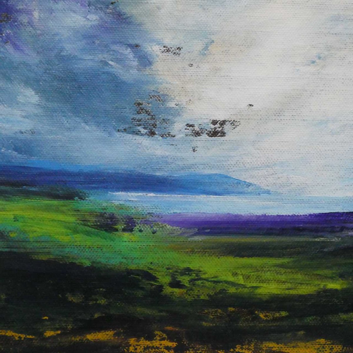 Impressionistic Landscape Acrylic Painting By Oconnart, 10 X 10", Pembrokeshire Coast, Original Artwork