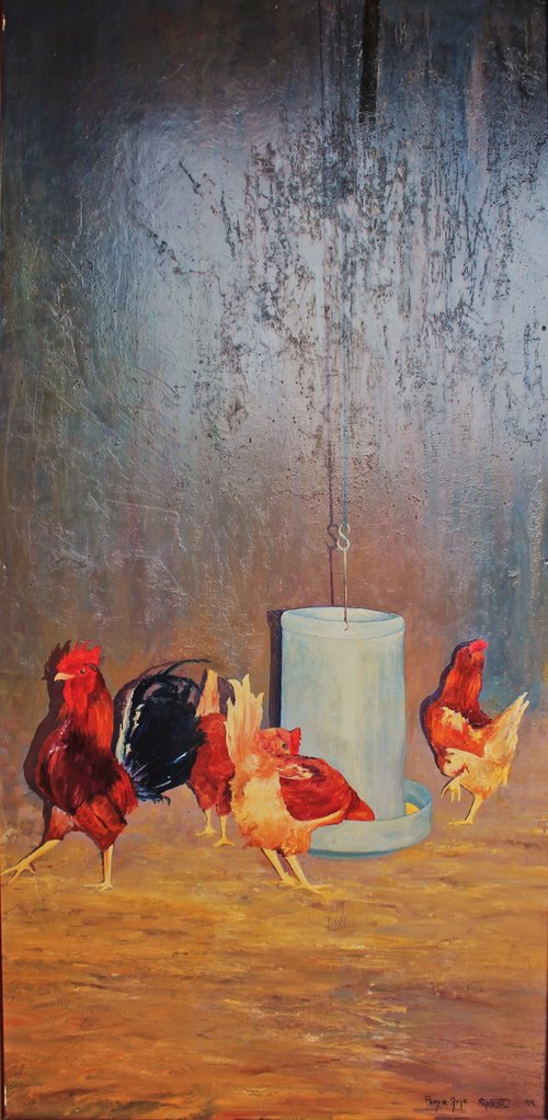 rooster with chickens by Vicent Penya-Roja