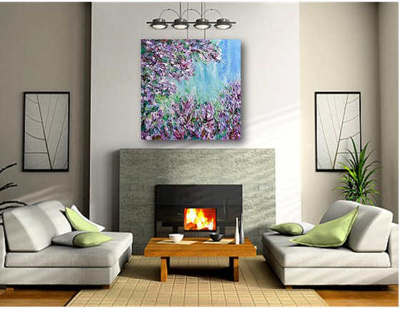 Lilac Season - Textured Spring Flowers Painting on Canvas